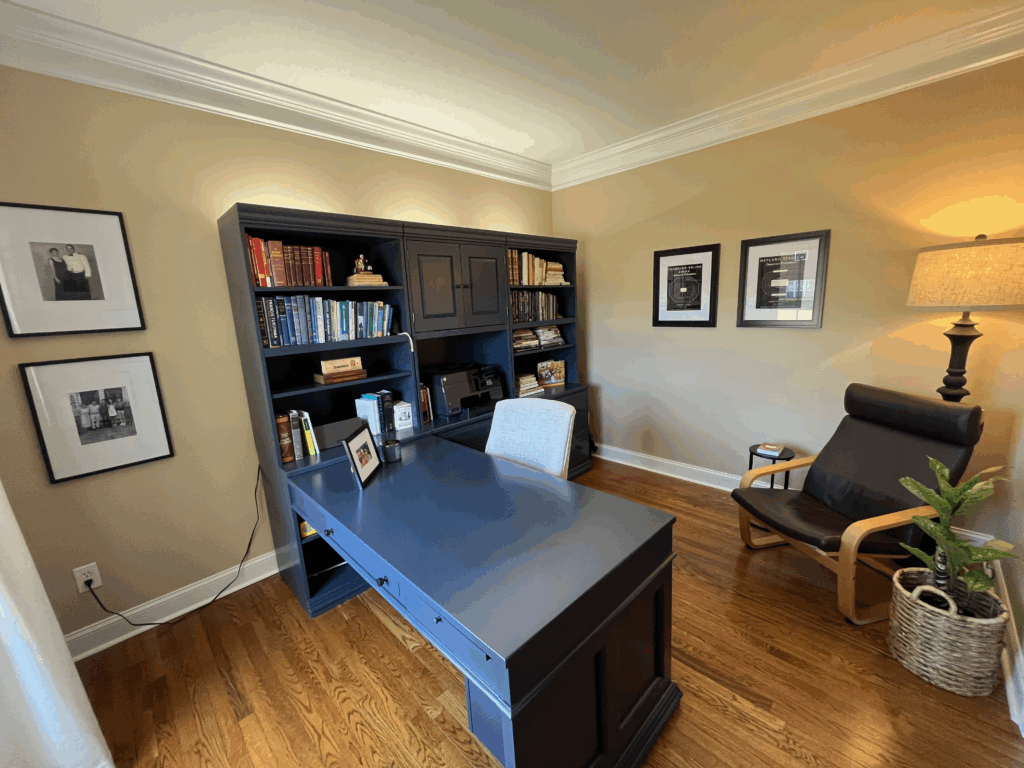 Gallery picture #3, Bishop office, with dark wood cabinets and desk.