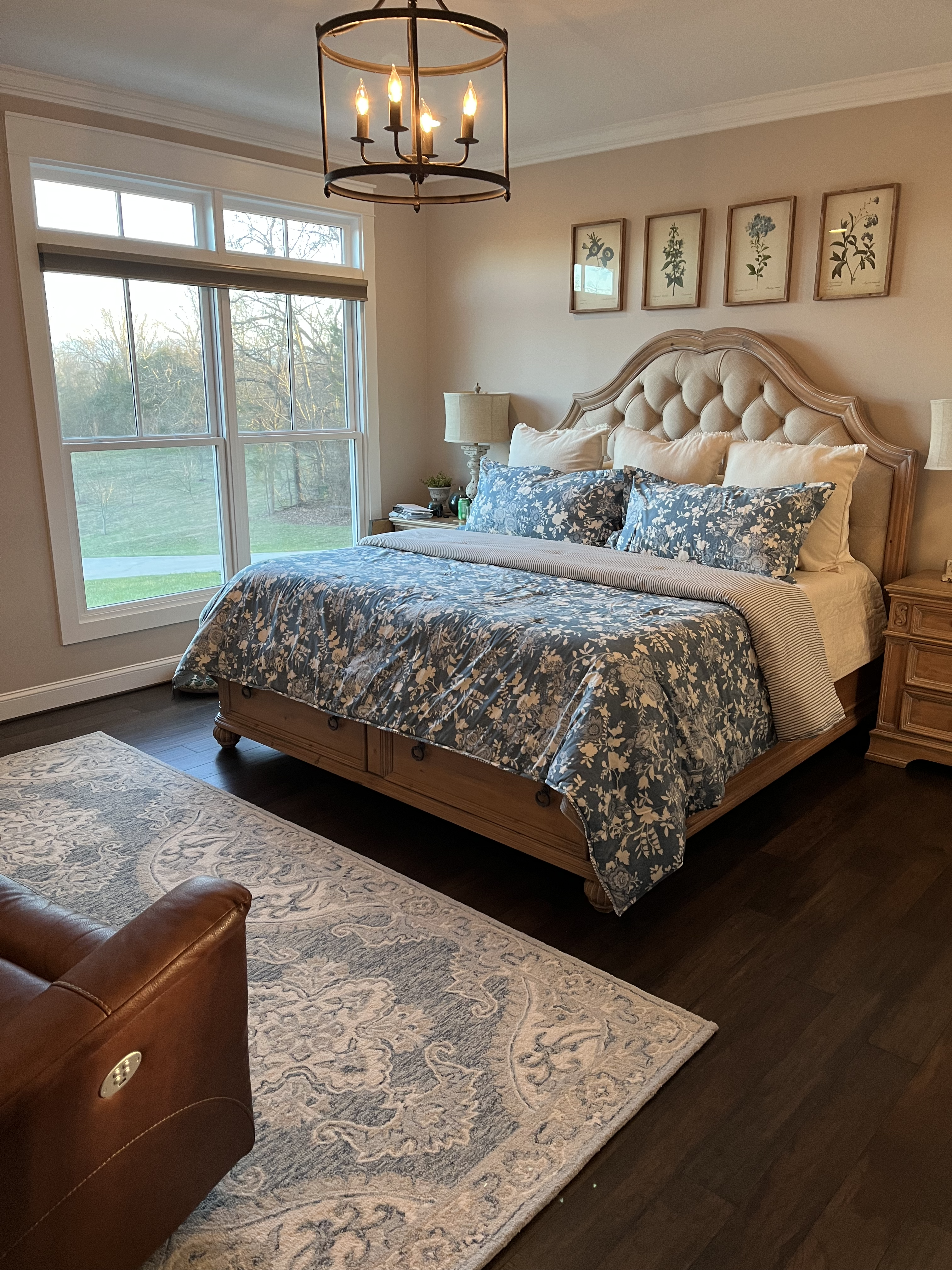 Canvas Interior room #2, Milholin Master Bedroom, with calming blue and neutral tones.