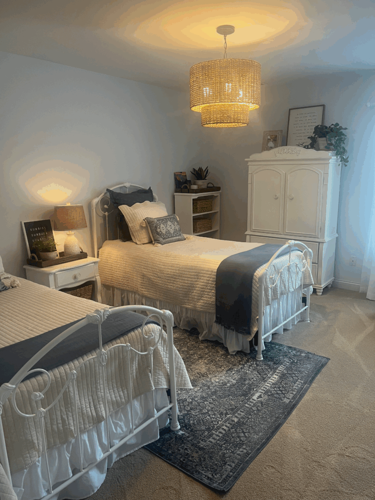 Gallery photo #1, Chloe's bedroom with a blue and cream theme.